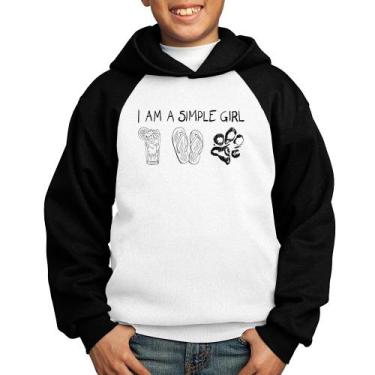 Imagem de Moletom Infantil I Am A Simple Girl - Foca na Moda, Branco, Preto, 4