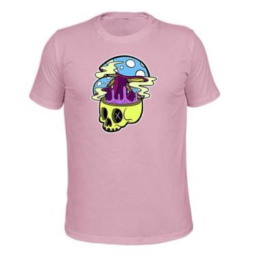 Imagem de Camiseta Plus Size Algodão Malha 30.1 Caveira Brisa - Surprass, Rosa, 