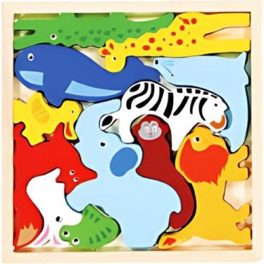 Imagem de Brinquedo Pedagogico Madeira Colecione E Encaixe Animais - Toy Mix