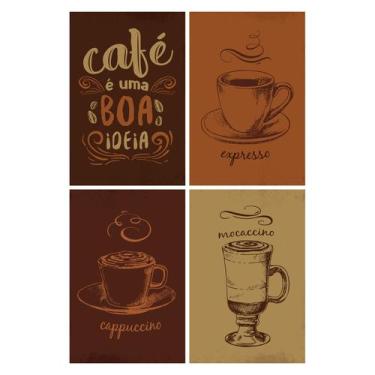 Imagem de Placas Decorativas Cantinho do Café 20x30cm Kit 4un - Quartinhos