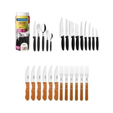 Imagem de KIT - Jogo De Churrasco Inox 12 Peças + 1 Faqueiro 30pç + 1 Conjunto F