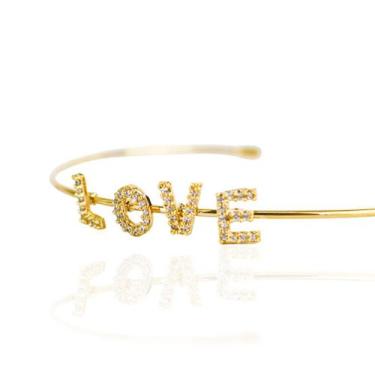 Imagem de Pulseira bracelete feminin love cravejado banhado a ouro 18k - Brimatt