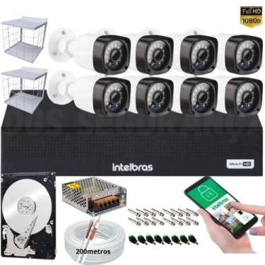 Imagem de Kit 8 Câmeras de Segurança Full Hd 1080p Dvr Intelbras 8 Canais 320GB 