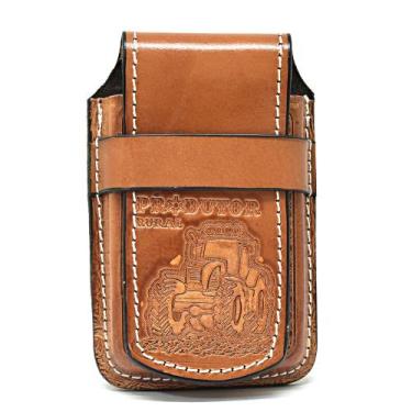 Imagem de Bainha Porta Celular Universal Atrevidu's Country Em Couro, Whisky tra