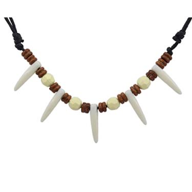 Imagem de Colar Scddboy Jungle com osso de dente de caverna, Pedra Corda, Cinco,