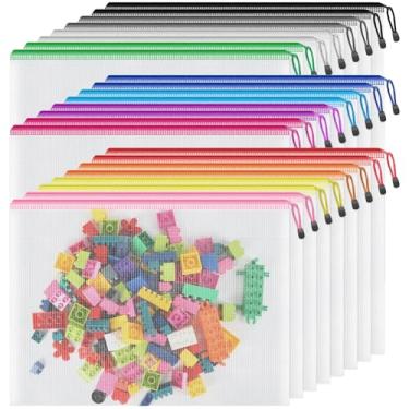 Imagem de Smarpau Large A3 Mesh Zipper Pouch, 24 Pack 12 Colors 17.4" x 12.4" Zipper Pouches for Organizing, Multipurpose Waterproof Zipper Bags for Office School Supplies