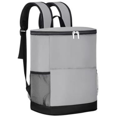 Imagem de Mochila térmica térmica com 30 latas – Mochila de cerveja à prova de vazamento, bolsa térmica leve para viagens, acampamento, praia, almoço (cinza)