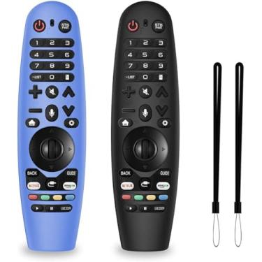Imagem de 2 pacotes de capa remota de silicone para LG AN-MR19BA / LG AN-MR18BA / LG AN-MR600 / LG AN-MR650/ Magic Remote Control, capa protetora leve Alquar com cordão para controle remoto LG Smart TV