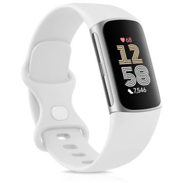 Imagem de Meliya Pulseiras esportivas de substituição para Fitbit Charge 6/Charge 5 (branca, pequena)
