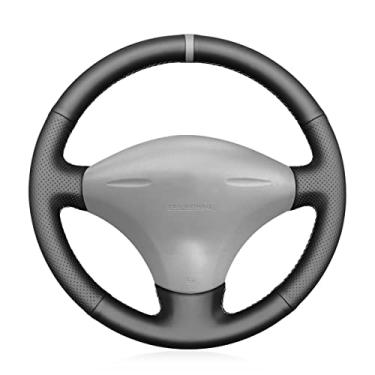 Imagem de MEWANT Capa de volante de couro real costurada à mão para Toyota Yaris (Yaris Verso) 1999-2005 / Vitz 1999-2005 / Probox 2002-2014 / Sienta 2003-2013 / Succeed 2002-2014/ Echo 1999-2005 / Porta
