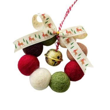 Imagem de Esquirla Pingente de guirlanda de árvore de Natal Decoração de árvore de Natal, guirlanda de bola de feltro com laço Decoração de Natal Enfeite pendurado para