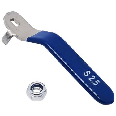 Imagem de 1 manípulo de válvula de esfera de aço inoxidável 201 com tamanho de furo 5 x 8 mm com alça de plástico azul e porca para válvula de esfera de latão (duas garras)