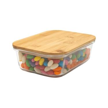 Imagem de Tud - Pote de Vidro 1L com Tampa de Bambu Hermético Retangular