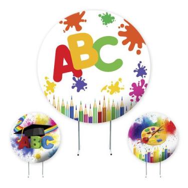 Imagem de Painel de Festa ABC, Escola, Arte, Painel Redondo, Painel de Festa Red
