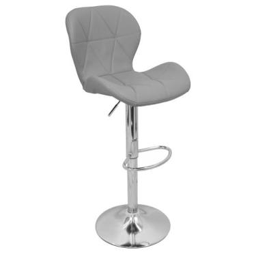 Imagem de Banqueta Slim Estofada Giratória c/ Regulagem - Lianto Decor, Cinza