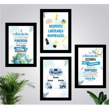 Imagem de Quadros Escola Sala Direção Diretoria Decorativo Kit 4 Peças - CAMALEÃ