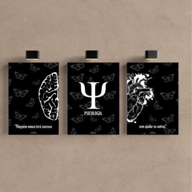 Imagem de Kit 3 Quadro Decorativo Psicologia Cérebro Mente Consultório - Telech