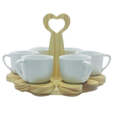 Imagem de Jogo 6 xícaras Chá cônica 170ml - Suporte c/ Pires Removível