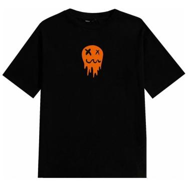 Imagem de Camiseta Relaxado Carinha Neon Manga Curta Estampada Masculina Humor Flor  Colorido-Masculino