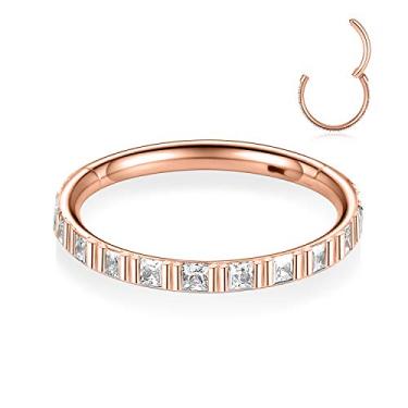 Imagem de PEAKLINK 20G 18G 16G 14G CZ/Opala Aço Inoxidável Sem Costura Articulada Segmento Anel de Piercing para Cartilagem de Concha de Septo Helix 6/7/8//9/10/12 mm