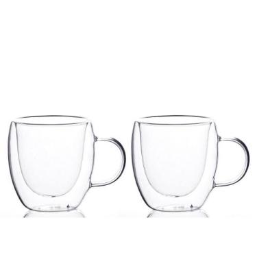 Imagem de Conjunto 2 Xícaras Café com Parede Dupla com Alça 150ml - Genérica