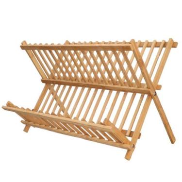 Imagem de Suporte Escorredor de Louças Porta Pratos 15 Divisórias em Bambu 43cm 