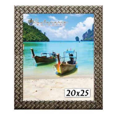 Imagem de Moldura Porta Retrato 20x25 3cm Relevo Prateado - Santamaria Molduras