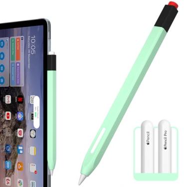 Imagem de AZF Estojo compatível com Apple Pencil 2ª geração, capa de caneta de duas cores combinando, conforto de silicone, compatível com carregamento magnético e clique duplo. (menta)