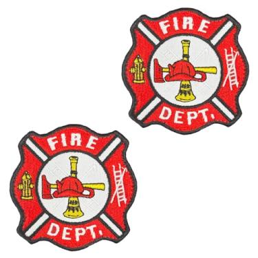 Imagem de 2 peças Emblema do Corpo de Bombeiros Patch Tático Engraçado Bordado Gancho e Laço Aplique Bandeira Militar Adesivos para Mochilas, Jaquetas, Roupas, Jeans, Bolsas, Chapéus, Colete