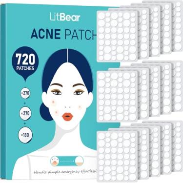 Imagem de LitBear Pimple Patch Bulk, 720 Patches 3 Tamanhos Acne Patches Para Rosto, Adesivos Hidrocolóides Para Cobrir Espinhas, Manchas E Erupções, Adequado Para Todos Os Tipos De Pele