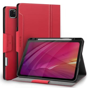 Imagem de Antbox Capa para iPad Pro 12,9 5ª/4ª/3ª geração com suporte de lápis suporta carregamento sem fio Apple Pencil [ângulo de digitação estável] Capa de couro PU para iPad Pro 12,9 2021/2020/2018 (vermelha)
