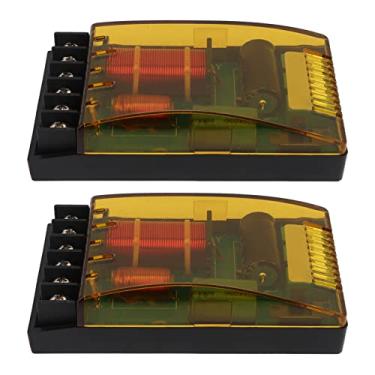 Imagem de GRCFUMO Par de crossover de áudio de carro de 2 vias, divisor de frequência de alto-falante universal, divisor de frequência de áudio de 2 vias 120W Proteção contra sobrecorrente