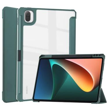 Imagem de Zrengp Capa para tablet inteligente Xiaomi Pad 5/5 Pro/5 Pro 5G 27.9 cm (versão 2021), capa de couro leve com suporte para caneta stylus para Xiao Mi Pad 5/5 Pro/5 Pro 5G 11 polegadas (GD-verde