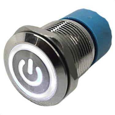 Imagem de Botão Led Inox 12V 19MM 3A Liga Desliga Onn Off Power Start com Trava 