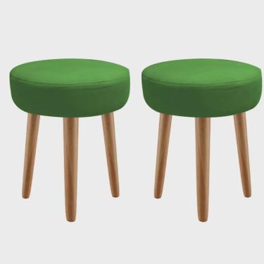 Imagem de Kit 02 Banqueta Alta Julia Industrial 55cm Pé Palito Caramelo Sintético Verde - Ahz Móveis