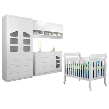 Imagem de Quarto Infantil Eloisa 4 Peças Com Berço Lila Branco Brilho - Phoenix Baby/carolina Móveis
