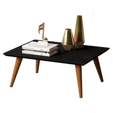 Imagem de Mesa De Centro Retangular Sala Mdf Pé Palito Decoração Retrô(PRETO FOSCO)