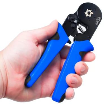 Imagem de Alicate de Crimpar Genérico para Terminal Ilhós Tubular 0,25-10mm² com Catraca Ajustável, Azul