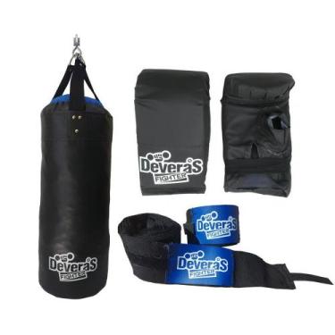 Imagem de Saco de Pancadas 70 cm - Saco de Boxe Cheio + Luva Bate Saco + Bandage