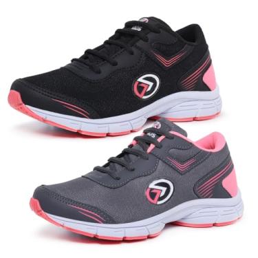 Imagem de Kit 2 Pares Tênis Feminino Esportivo Academia Treino Musculação Caminhada Combo (Preto+Grafite, BR, Adulto, Numérico, 37)