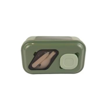 Imagem de Pote Marmita Lancheira hermética com Compartimentos e Talher - 1 Litro e 3 Divisórias(Verde)