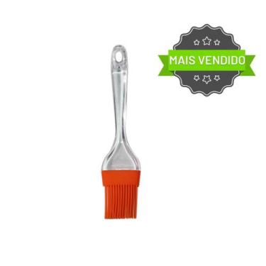 Imagem de Pincel Para Cozinhar Com Cerdas de Silicone Vermelho e Cabo Em Acrílic