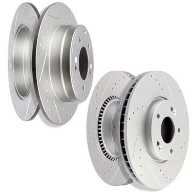 Imagem de SCITOO 4 kits de rotores de freio a disco 31424 rotores traseiros e 31427 rotores dianteiros aptos para Hyundai para Sonata 2006-2016, para Kia para Optima 2011-2015