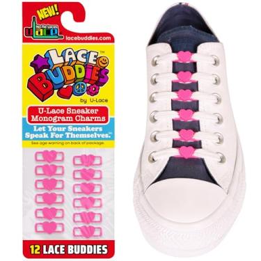 Imagem de Lace Buddies - Pingentes de renda para tênis da uLace - Pacote com 12 peças, Emoji de coração rosa chocante, Heart