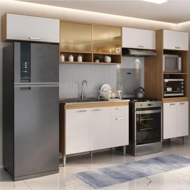 Imagem de Armário de Cozinha Completa com Gabinete Pia e Torre Quente Paris Multimóveis Mp2223 Rustic/branco