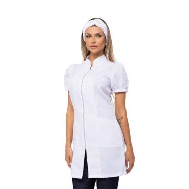 Imagem de Jaleco Feminino Manga Curta Acinturado Zíper Isi - NoBrand, Branco, PP