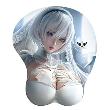 Imagem de Mouse pad para jogos de anime 3D, mouse pad ergonômico com apoio de pulso, descanso de pulso de gel para mouse com espuma viscoelástica antiderrapante alívio da dor para computador, casa, escritório