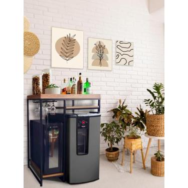 Imagem de Aparador Bar Cervejeira e Adega Industrial Ferro com MDF - Casa Quenti