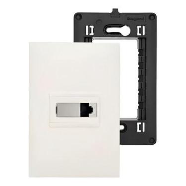 Imagem de Kit tomada dados RJ45 CAT.5+ suporte 4x2+ placa 1 posto 4x2 branco pia