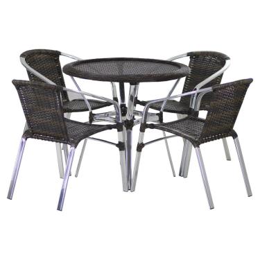 Imagem de 4 Cadeiras e Mesa com Tampo Alumínio Área Varanda